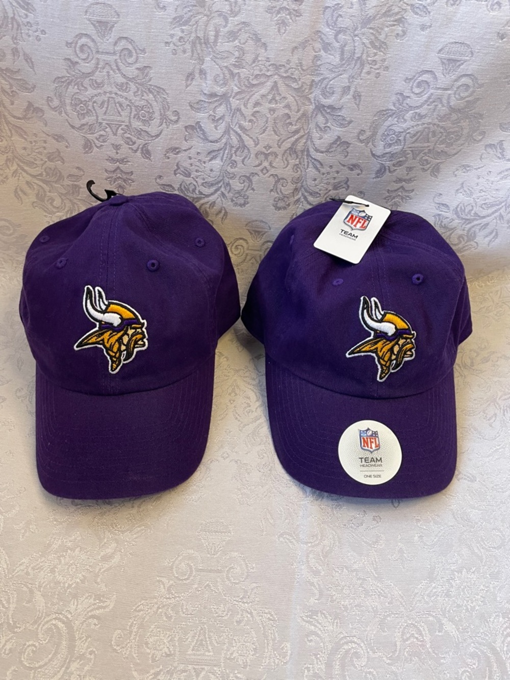 NWT NFL Purple Minnesota Vikings Embroidered Logo Caps - Twin Pack